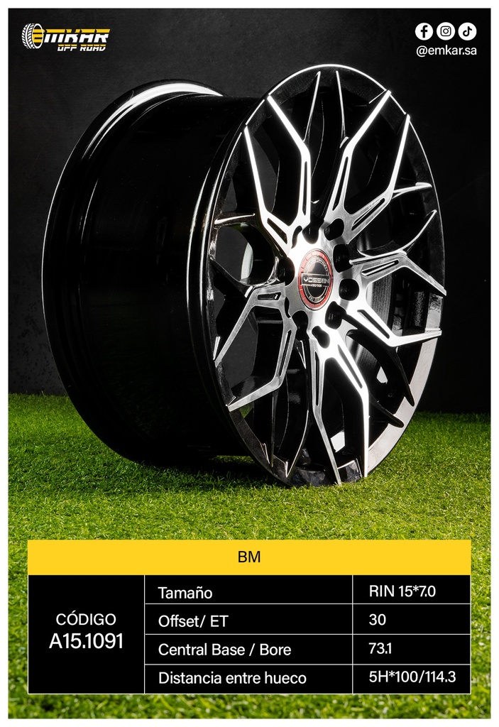 RIN 15*7.0 5H*100/114.3 ET30 CB73.1 BM - A15.1091