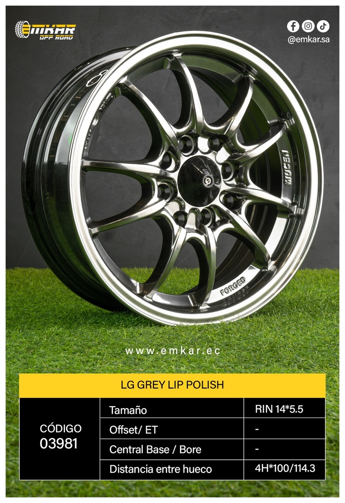 RIN 14*5.5 4H*100/114.3 YL1070 / LG GREY LIP POLISH - 8000131