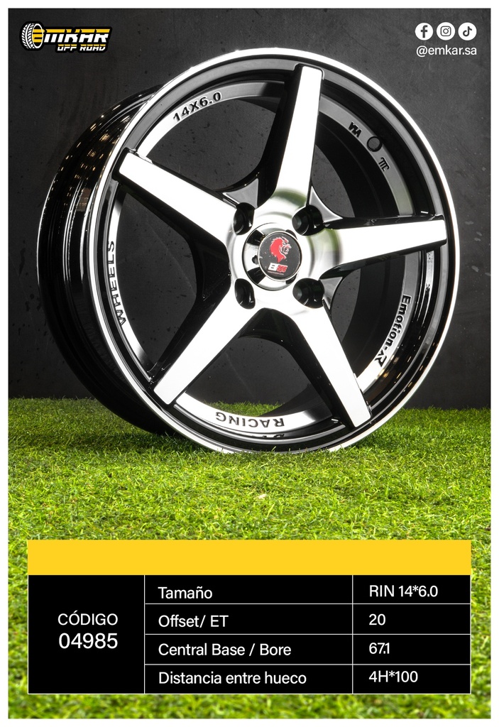 RIN 14*6.0 4H*100 ET20 CB67.1 BM/UC M A14.781