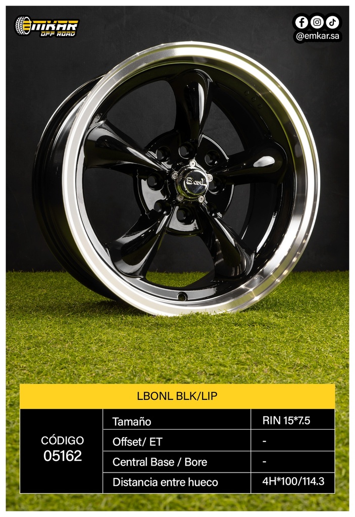RIN 15*7.5 4H*100/114.3 LBONL BLK/LIP M L232 - 38547