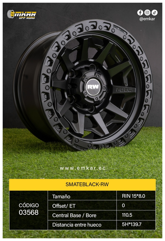 RIN 15*8.0 5H*139.7 ET0 CB110.5 SMATEBLACK RW 803.7106