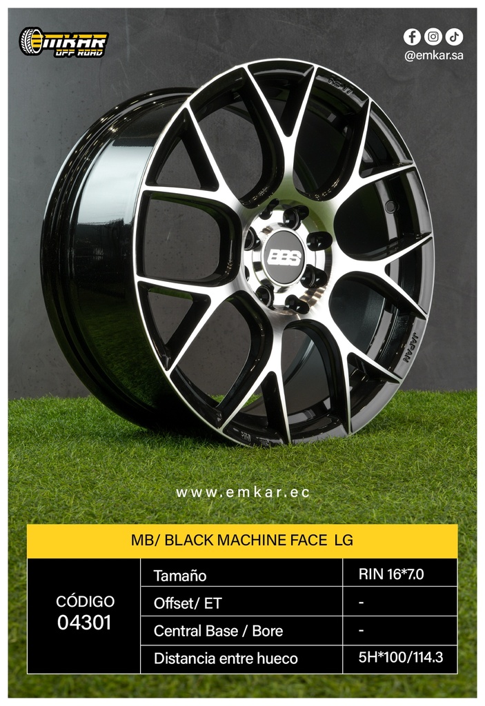 RIN 16*7.0 4H*100/114.3 MB/ BLACK MACHINE FACE  LG-2203 YL7105 - 8000077