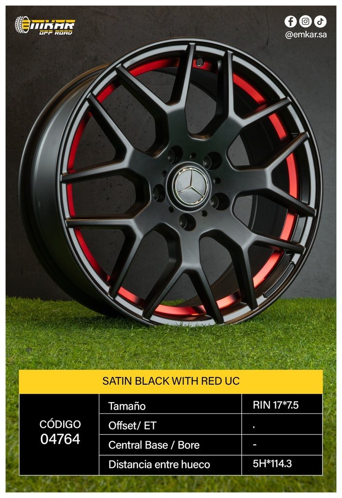 RIN 17*7.5 5H*114.3 SATIN BLACK WITH RED UC ET35-177147
