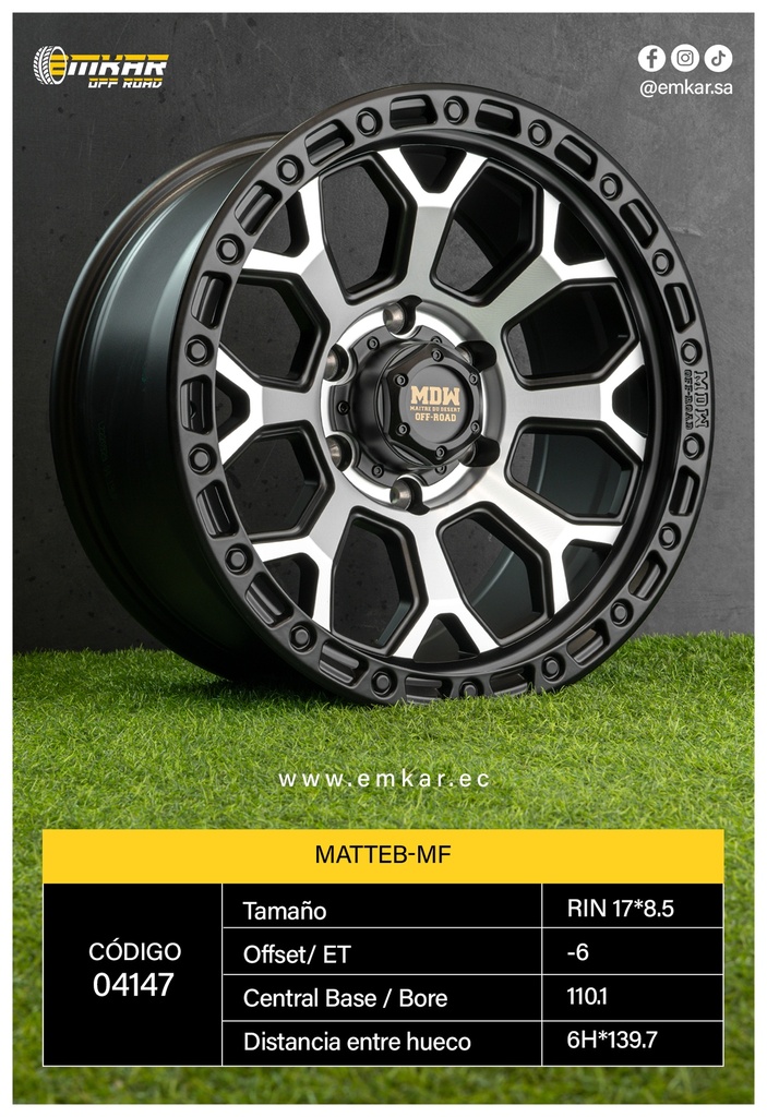 RIN 17*8.5 6H*139.7 ET-6 CB110.1 MATTEB-MF - A17.348