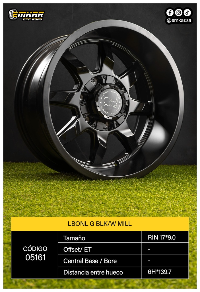 RIN 17*9.0 6H*139.7 LBONL G BLK/W MILL L 1706 - 39462