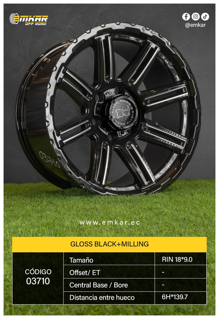 RIN 18*9.0 6H*139.7 GLOSS BLACK+MILLING - ACC-0000081