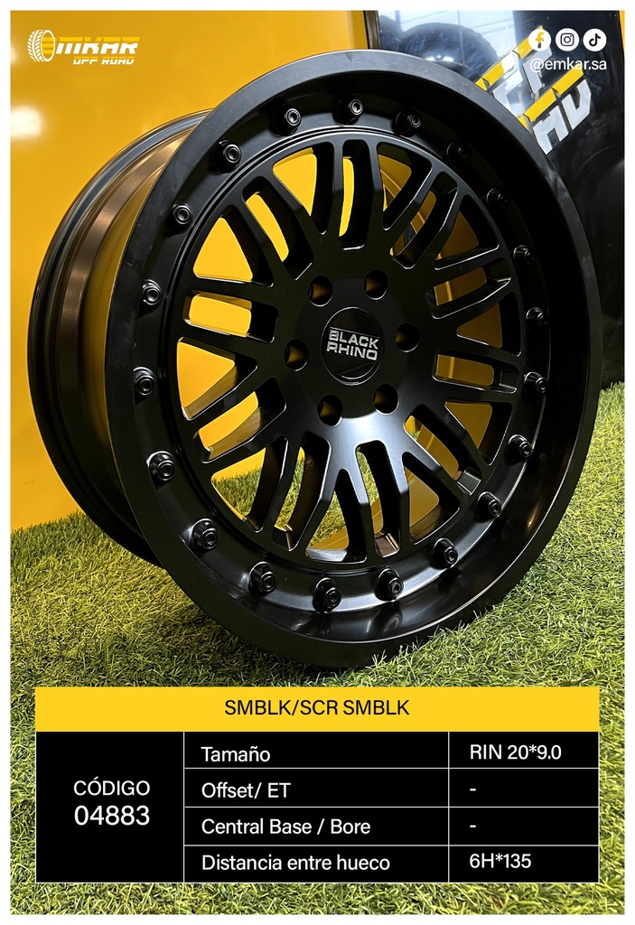 RIN 20*9.0 6H*135 SMBLK/SCR SMBLK L503 - 33251