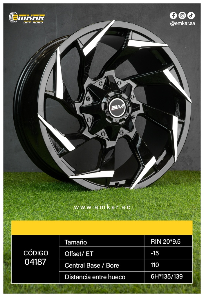 RIN 20*9.5 6H*135/139 ET-15 CB110 BM - A120.102