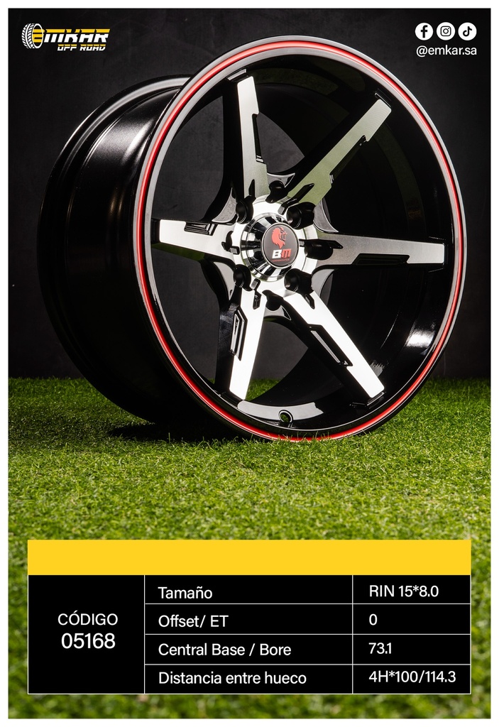 RIN 15*8.0 4H*100/114.3 ET0 CB73.1 BM-R/L - A15.1061