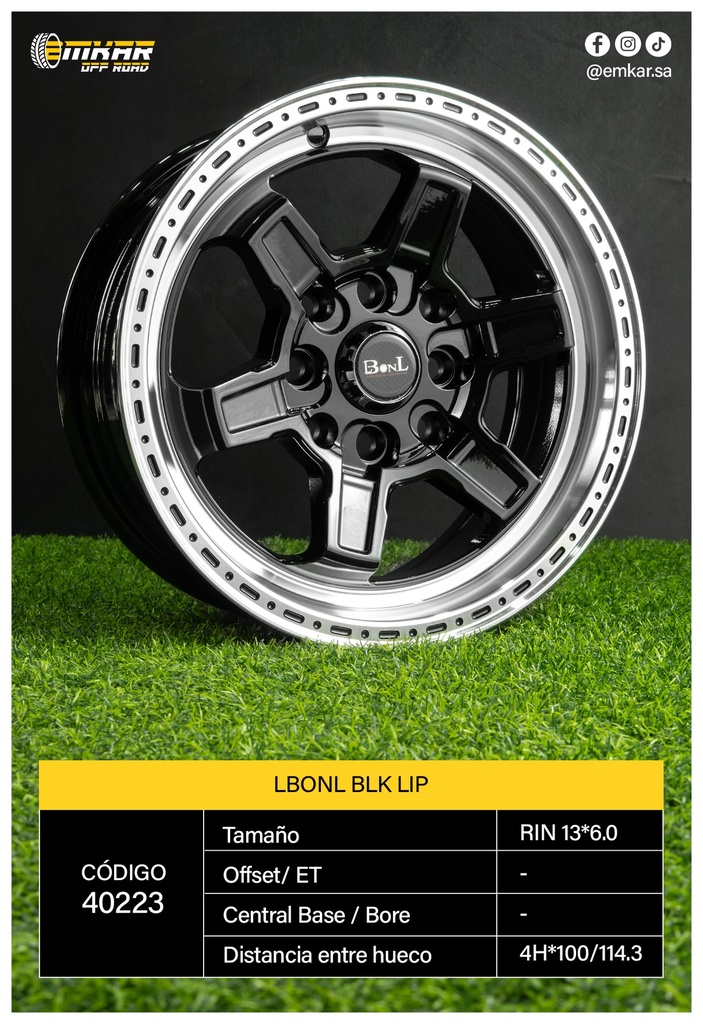 RIN 13*6.0 4H*100/114.3 LBONL BLK LIP M L113 - 40223