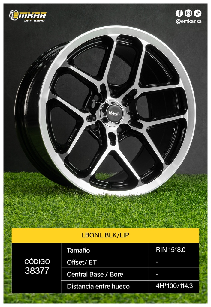 RIN 15*8.0 4H*100/114.3 LBONL BLK M L061- 38377