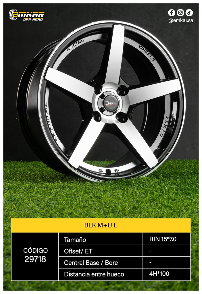 RIN 15*7.0 4H*100 BLK M+U L M L214 - 29718
