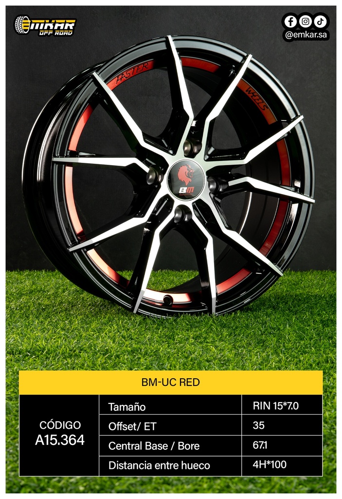 RIN 15*7.0 4H*100 ET35 CB67.1 BM-UC RED - A15.364