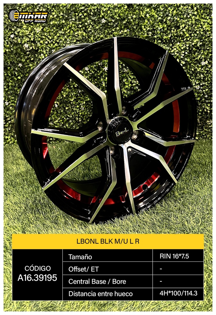 RIN 16*7.5 4H*100/114.3 LBONL BLK M/U L R L317B - 39195