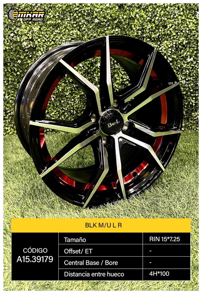 RIN 15*7.25 4H*100 LBONL BLK M/U L R L317B -39179 - A15.39179