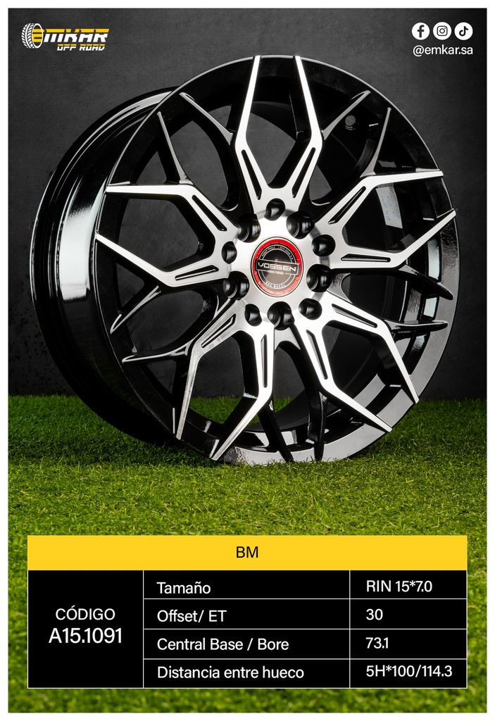 RIN 15*7.0 5H*100/114.3 ET30 CB73.1 BM - A15.1091