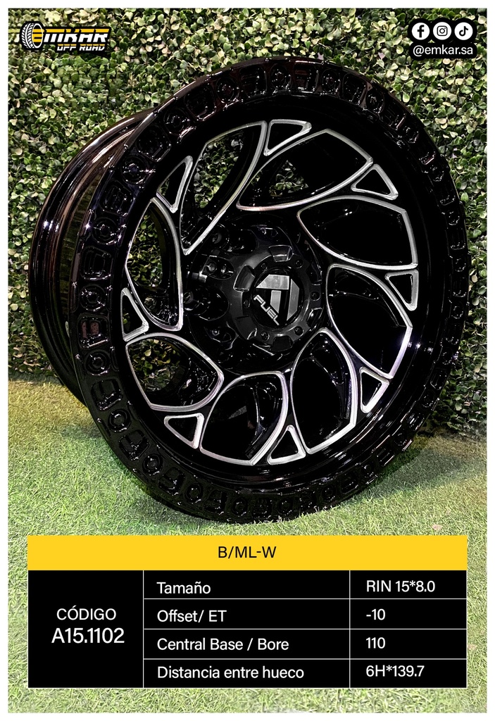RIN 15*8.0 6H*139.7 ET-10 CB110 B/ML-W - A15.1102