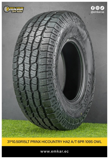 [31*10.50R15LT PRINX HICOUNTRY HA2 A/T 6PR 109S OWL] 31*10.50R15LT PRINX HICOUNTRY HA2 A/T 6PR 109S OWL