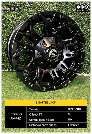 [04412] RIN 15*8.0 5H*139.7 ET0 CB110 SMATTEBLACK - A15.818