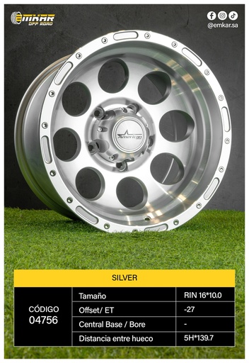 [RIN 16*10 5H*139.7 MF ML-SILVER ET-27 - SL087] RIN 16*10 5H*139.7 MF ML-SILVER ET-27 - SL087
