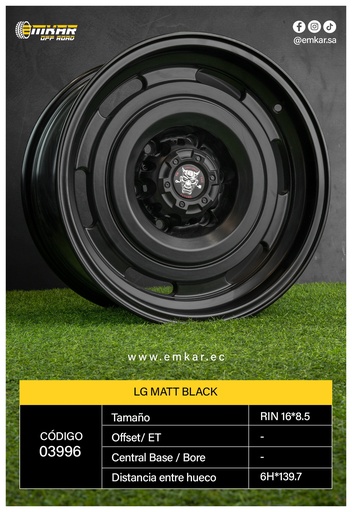 [RIN 16*8.5 6H*139.7 JT215 / LG MATT BLACK *1C/ - 8000184] RIN 16*8.5 6H*139.7 JT215 / LG MATT BLACK *1C/ - 8000184