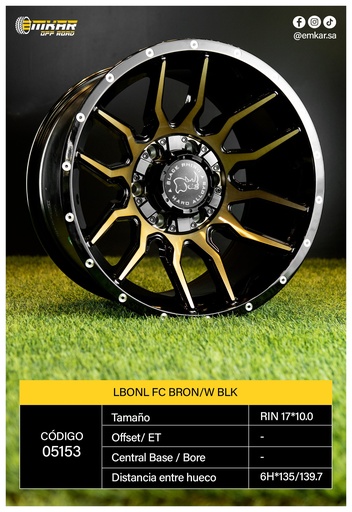 [RIN 17*10.0 6H*135/139.7 LBONL FC BRON/W BLK L1707-39535] RIN 17*10.0 6H*135/139.7 LBONL FC BRON/W BLK L1707-39535