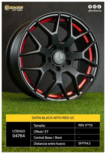 [04764] RIN 17*7.5 5H*114.3 SATIN BLACK WITH RED UC ET35-177147