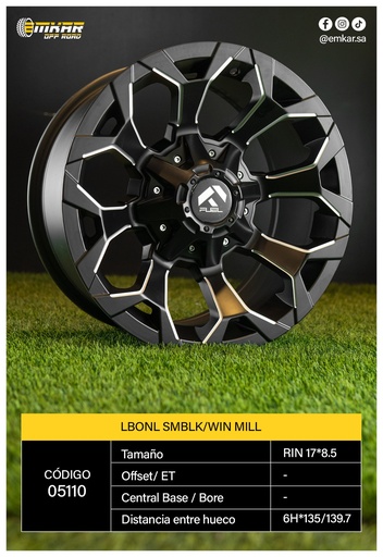 [RIN 17*8.5 6H*135/139.7 LBONL SMBLK/WIN MILL L309B - 39284] RIN 17*8.5 6H*135/139.7 LBONL SMBLK/WIN MILL L309B - 39284