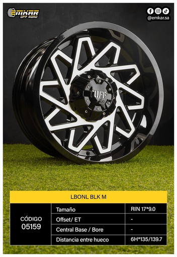 [RIN 17*9.0 6H*135/139.7 LBONL BLK M L1709 - 39632] RIN 17*9.0 6H*135/139.7 LBONL BLK M L1709 - 39632