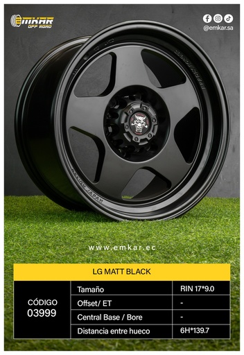 [RIN 17*9.0 6H*139.7 JT180 / LG MATT BLACK *1C/ - 8000200] RIN 17*9.0 6H*139.7 JT180 / LG MATT BLACK *1C/ - 8000200