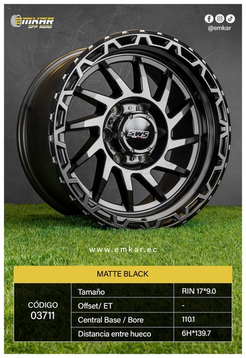 [RIN 17*9.0 6H*139.7 MATTE BLACK 110.1 - ACC-0000087] RIN 17*9.0 6H*139.7 MATTE BLACK 110.1 - ACC-0000087