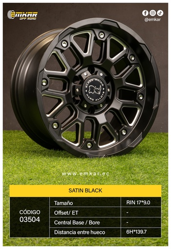 [RIN 17*9.0 6H*139.7 SATIN BLACK WITH-178125] RIN 17*9.0 6H*139.7 SATIN BLACK WITH-178125