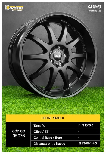 [RIN 18*8.0 5H*100/114.3 LBONL SMBLK L604 - 38075] RIN 18*8.0 5H*100/114.3 LBONL SMBLK L604 - 38075