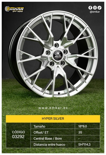 [03292] RIN 18*8.0 5H*114.3  HYPER SILVER ET35 185470