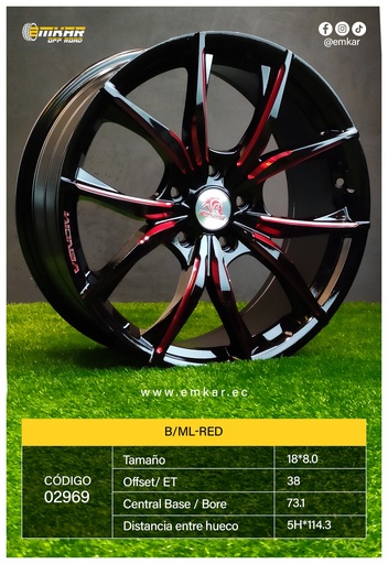 [RIN 18*8.0 5H*114.3 ET38 CB73.1 B/ML-RED A18.64] RIN 18*8.0 5H*114.3 ET38 CB73.1 B/ML-RED A18.64
