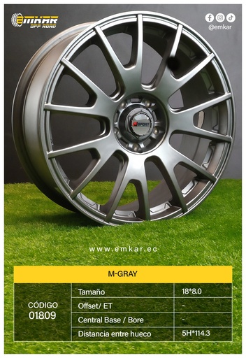 [RIN 18*8.0 5H*114.3 M-GRAY+45MM - JSPORT XD651] RIN 18*8.0 5H*114.3 M-GRAY+45MM - JSPORT XD651
