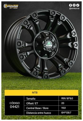[RIN 18*9.0 6H*139.7 ET20 CB110.1 MTB - A18.105] RIN 18*9.0 6H*139.7 ET20 CB110.1 MTB - A18.105