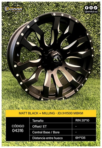 [RIN 20*10 6H*135 CA MATT BLACK + MILLING - JD/JH1500 MBKM] RIN 20*10 6H*135 CA MATT BLACK + MILLING - JD/JH1500 MBKM
