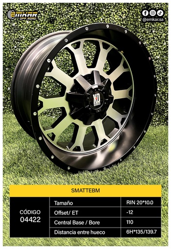 [RIN 20*10 6H*135/139.7 ET-12 CB110 SMATTEBM - A20.110] RIN 20*10 6H*135/139.7 ET-12 CB110 SMATTEBM - A20.110