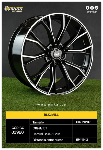 [03960] RIN 20*8.5 5H*114.3 LBONL BLK/MILL L417 - 34460