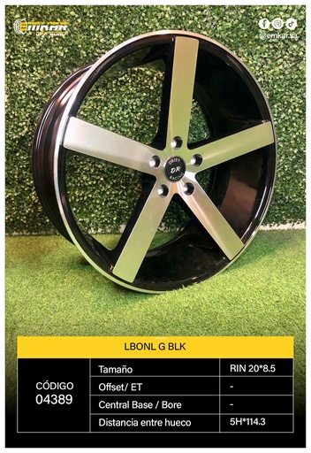 [04389] RIN 20*8.5 5H*114.3 LBONL G BLK M F L1110 - 35947