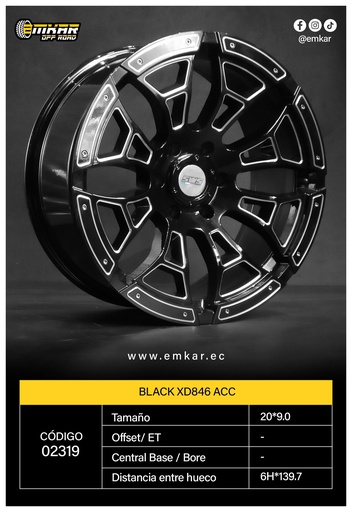 [RIN 20*9.0 6H*139.7 BLACK XD846 ACC-0000007] RIN 20*9.0 6H*139.7 BLACK XD846 ACC-0000007