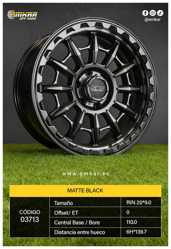 [RIN 20*9.0 6H*139.7 MATTE BLACK CB110.0 - ACC-0000091] RIN 20*9.0 6H*139.7 MATTE BLACK CB110.0 - ACC-0000091