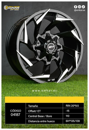 [RIN 20*9.5 6H*135/139 ET-15 CB110 BM - A120.102] RIN 20*9.5 6H*135/139 ET-15 CB110 BM - A120.102