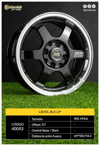 [40053] RIN 14*6.0 4H*100/114.3 LBONL BLK LIP M L111 - 40053